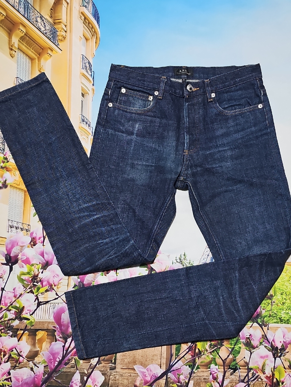 A.P.C. Blue Denim 4 Button Slim Jeans Size 27